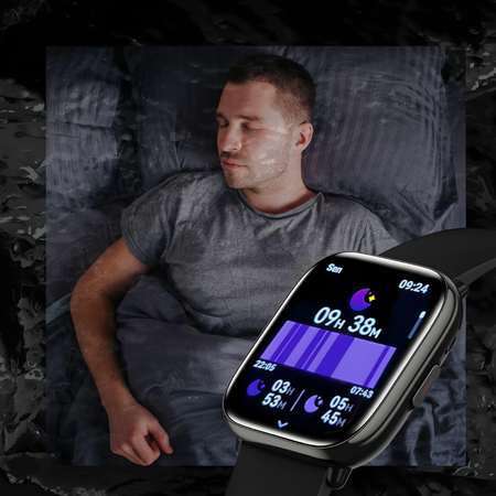 Smartwatch Zegarek Czarny Rozmowy Menu PL AMOLED Smart Sport Męski