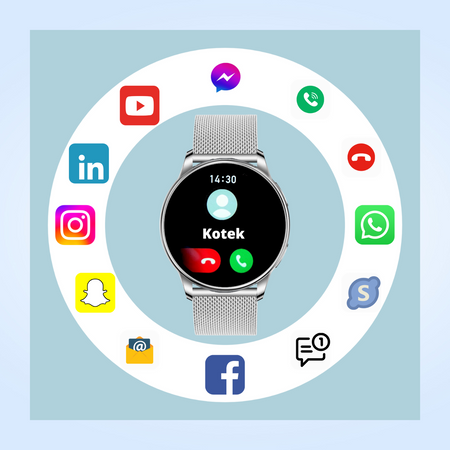 Smartwatch Sara AMOLED Zestaw 3 Pasków - Niebieski, Srebrny, Szary