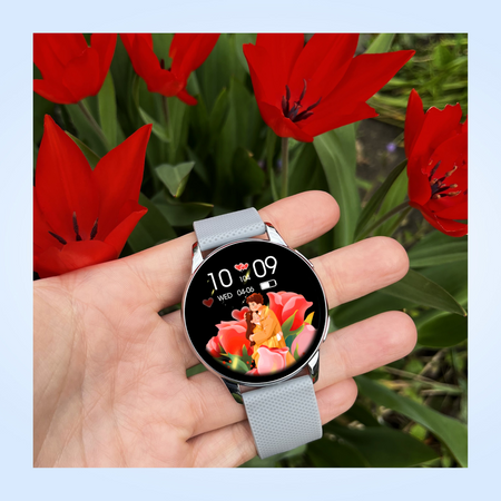Smartwatch Sara AMOLED Zestaw 3 Pasków - Niebieski, Srebrny, Szary