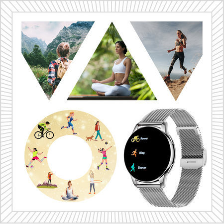 Smartwatch Sara AMOLED + bransoleta srebrna