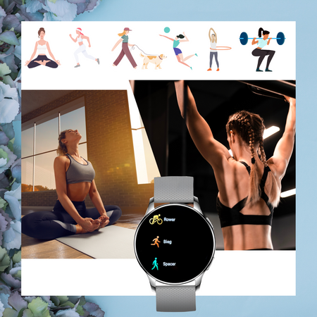 Smartwatch Sara AMOLED Zestaw 3 Pasków - Biały, srebrny, szary