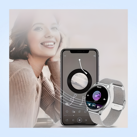 Smartwatch Sara AMOLED Zestaw 3 Pasków - Niebieski, Srebrny, Szary