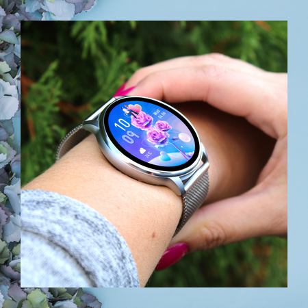 Smartwatch Sara AMOLED Zestaw 3 Pasków - Biały, srebrny, szary