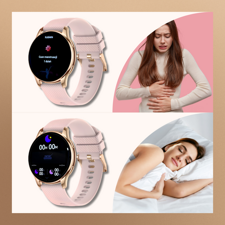 Smartwatch Bianka AMOLED Zestaw 3 Pasków - Biały, Różowy,  Złoty róż