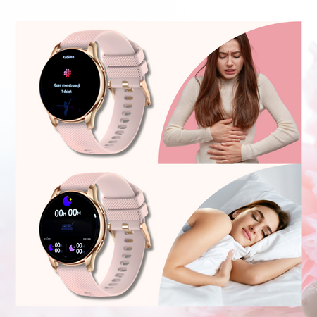 Smartwatch Bianka AMOLED Zestaw 3 Pasków - Czarny, Różowy,  Złoty róż