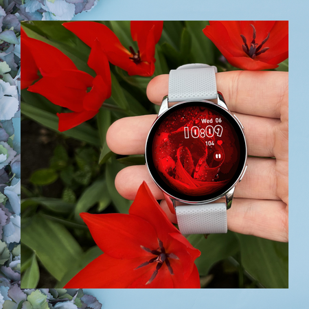 Smartwatch Sara AMOLED Zestaw 3 Pasków - Biały, srebrny, szary