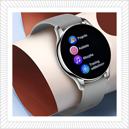 Smartwatch Sara AMOLED + bransoleta srebrna