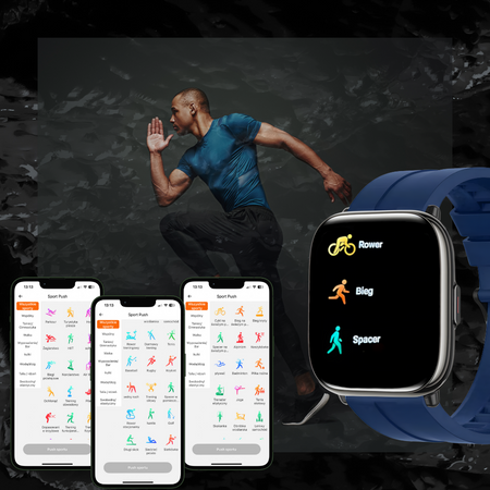 Smartwatch Zegarek Czarny Rozmowy Menu PL AMOLED Smart Sport Męski