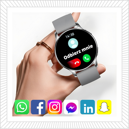 Smartwatch Sara AMOLED + bransoleta srebrna