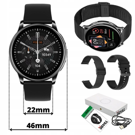 Smartwatch Alex + bransoleta czarna