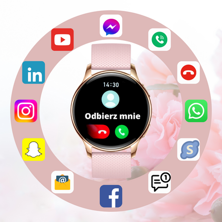 Smartwatch Bianka AMOLED Zestaw 3 Pasków - Czarny, Różowy,  Złoty róż