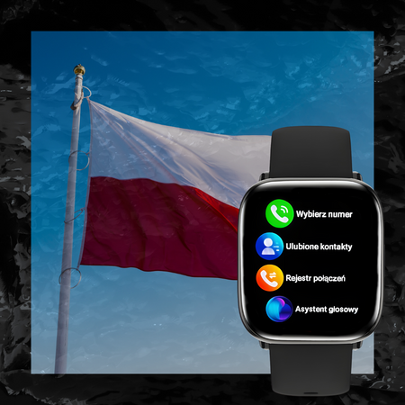 Smartwatch Zegarek Czarny Rozmowy Menu PL AMOLED Smart Sport Męski