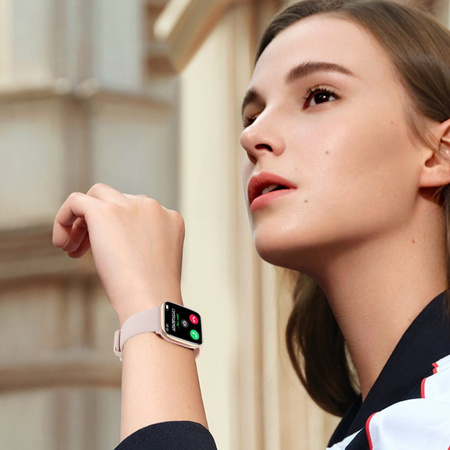 Smartwatch Damski Ewa Złoty Zestaw 3 pasków - biały, różowy, różowe złoto