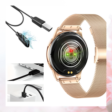 Smartwatch Bianka AMOLED Zestaw 3 Pasków - Czarny, Różowy,  Złoty róż