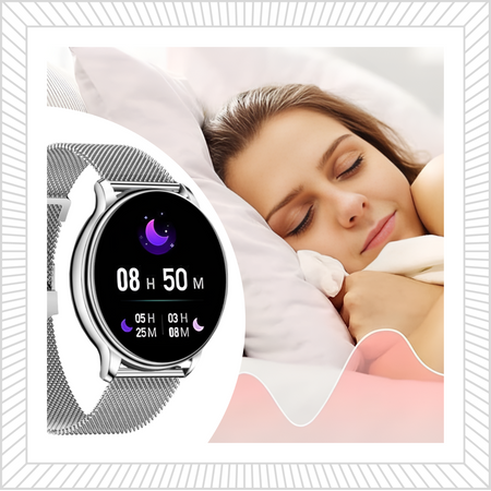 Smartwatch Sara AMOLED + bransoleta srebrna