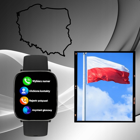 MĘSKI SMARTWATCH Z Wyświetlaczem HD Rozmowy PL Powiadomienia SMS Sport Zegarek