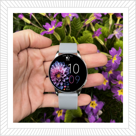 Smartwatch Sara AMOLED + bransoleta srebrna
