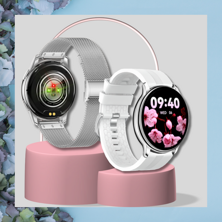 Smartwatch Sara AMOLED Zestaw 3 Pasków - Biały, srebrny, szary