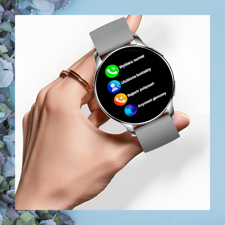 Smartwatch Sara AMOLED Zestaw 3 Pasków - Biały, srebrny, szary