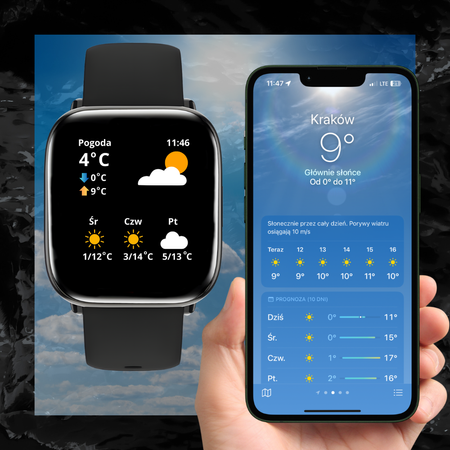 Smartwatch Zegarek Czarny Rozmowy Menu PL AMOLED Smart Sport Męski