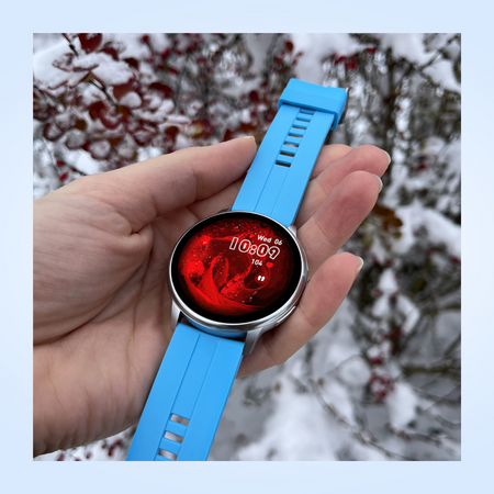 Smartwatch Sara AMOLED Zestaw 3 Pasków - Niebieski, Srebrny, Szary