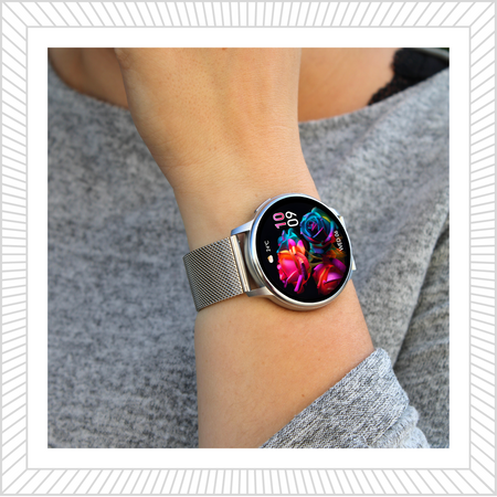 Smartwatch Sara AMOLED + bransoleta srebrna