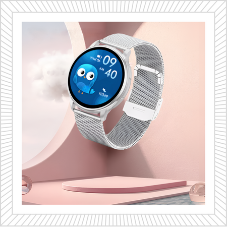 Smartwatch Sara AMOLED + bransoleta srebrna