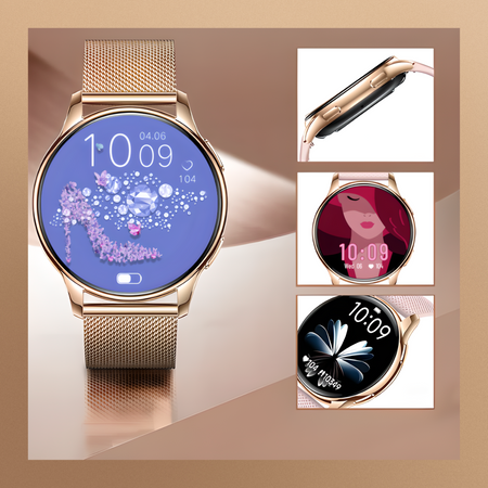 Smartwatch Bianka AMOLED Zestaw 3 Pasków - Biały, Różowy,  Złoty róż