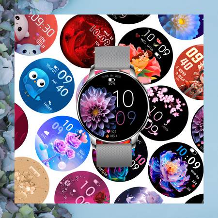 Smartwatch Sara AMOLED Zestaw 3 Pasków - Biały, srebrny, szary