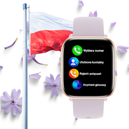 Smartwatch Damski Zegarek Funkcja Rozmowy AMOLED Polskie Menu Prostokątn