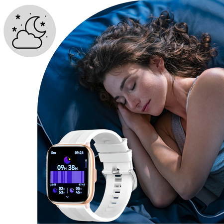 Smartwatch Damski Ewa Złoty Zestaw 3 pasków - biały, różowy, różowe złoto