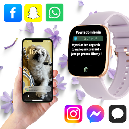 Smartwatch Damski Zegarek Funkcja Rozmowy AMOLED Polskie Menu Prostokątn