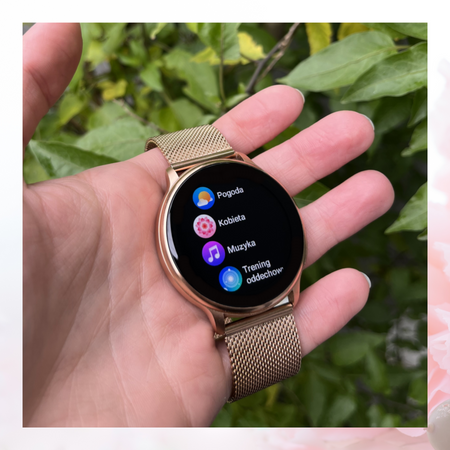 Smartwatch Bianka AMOLED Zestaw 3 Pasków - Czarny, Różowy,  Złoty róż