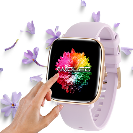 Smartwatch Damski Zegarek Funkcja Rozmowy AMOLED Polskie Menu Prostokątn