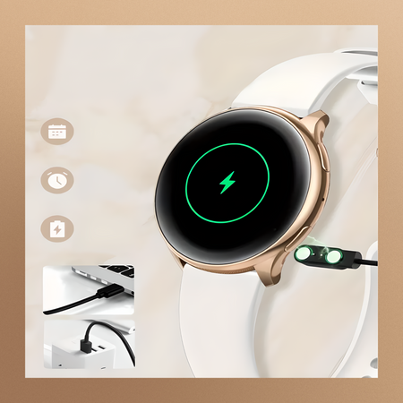 Smartwatch Bianka AMOLED Zestaw 3 Pasków - Biały, Różowy,  Złoty róż