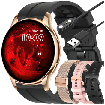 Smartwatch Bianka AMOLED Zestaw 3 Pasków - Czarny, Różowy,  Złoty róż